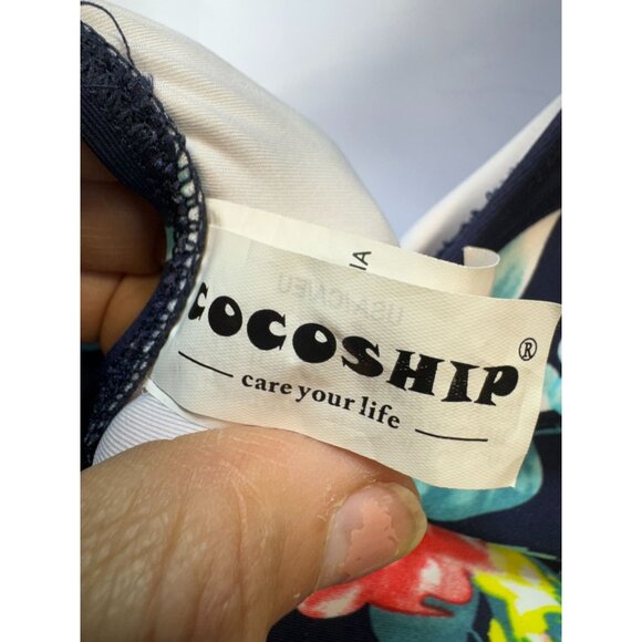 COCOSHIP Women's Retro Backless One-Piece Swimsuit Stretch Size M Multi Floral - Picture 3 of 9